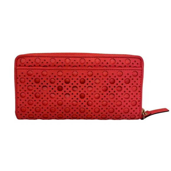 NWOT Kate Spade Coral Perforated Zip-Around Wallet With Gold Hardware orange NEW - Picture 2 of 11